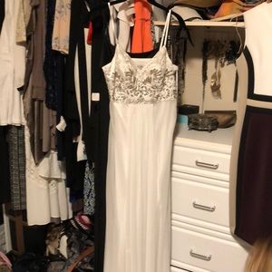 Satin white dress Bejewled on the top